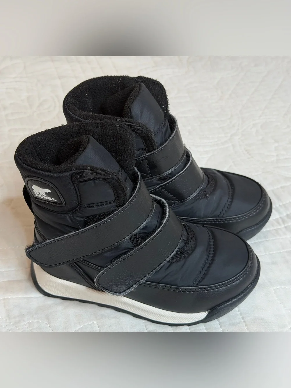 Sorel Whitney II Strap Boots Toddler Kids 7 Snow Waterproof Boot Black & White